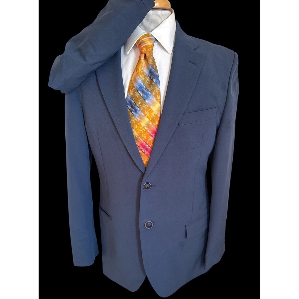 Ben Sherman 2 Pc Blue Suit Mens Sz 40R Jacket Pants 34 x 29 Stretch Polyester